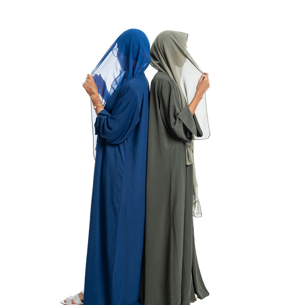 Plain open abaya and scarf