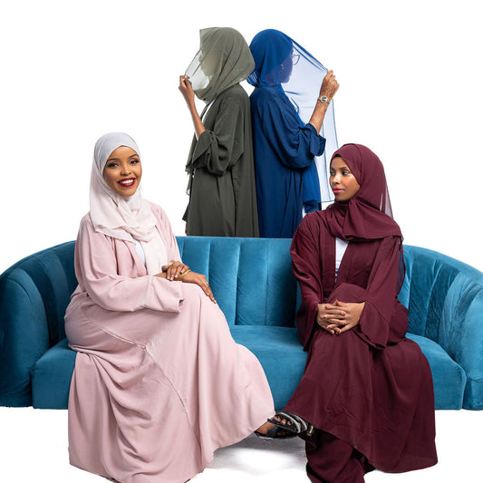 Plain open abaya and scarf