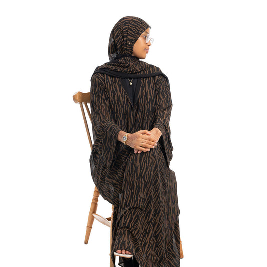 Printed open abaya