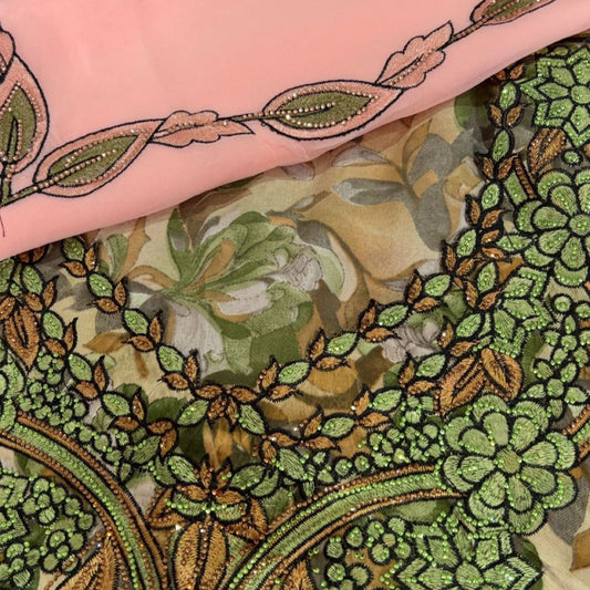 Mukhawar dress : Green Mukhawar with Light Orange scarf