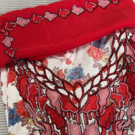 Mukhawar dress : Red and white