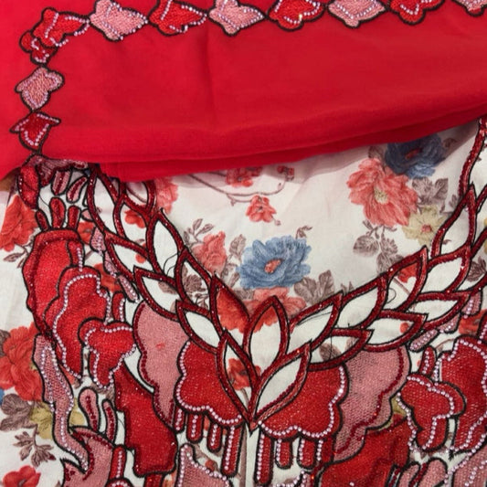 Mukhawar dress : Red and white